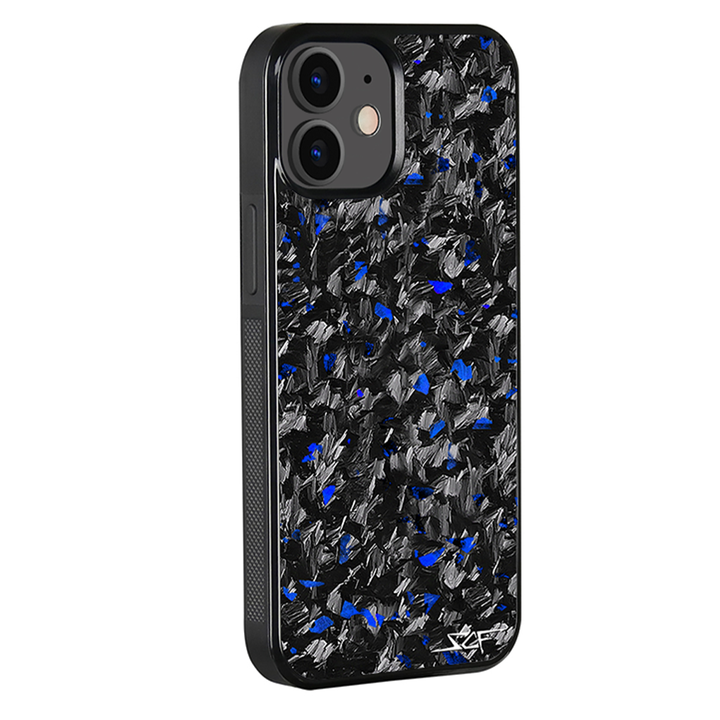 iPhone | Custodia per telefono in vera fibra di carbonio forgiata Blue Flake | Serie CLASSIC