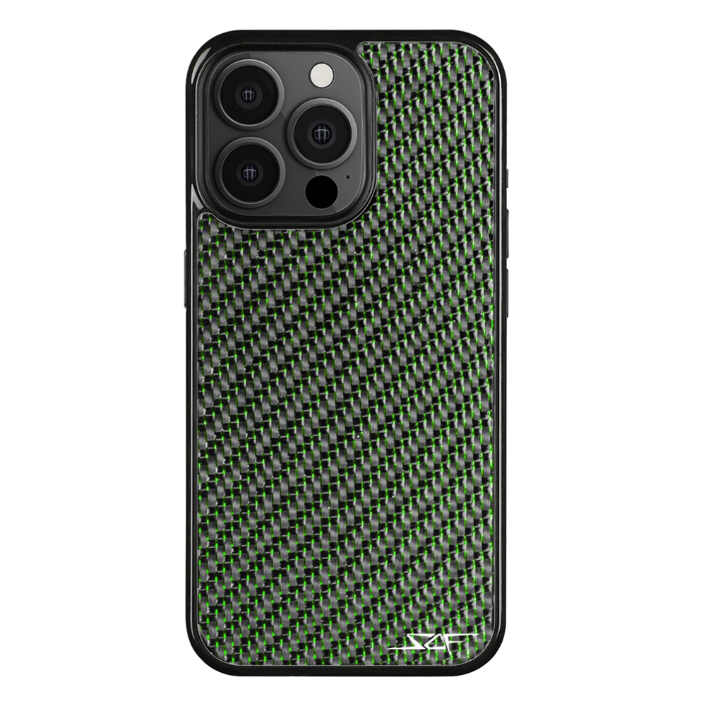 iPhone | Green Laced Real Carbon Fiber Phone Case | CLASSIC Series