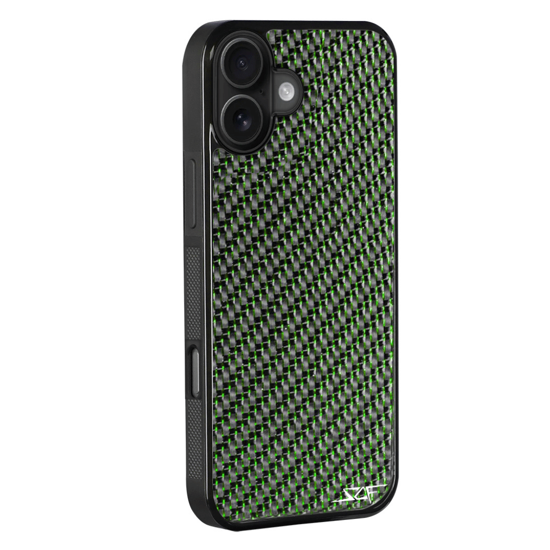 iPhone | Green Laced Real Carbon Fiber Phone Case | CLASSIC Series