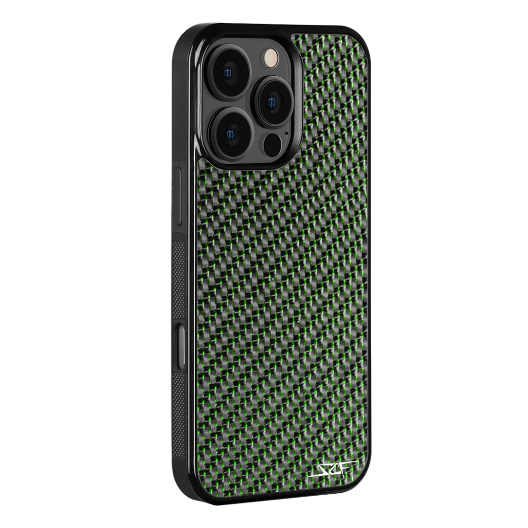 iPhone | Green Laced Real Carbon Fiber Phone Case | CLASSIC Series