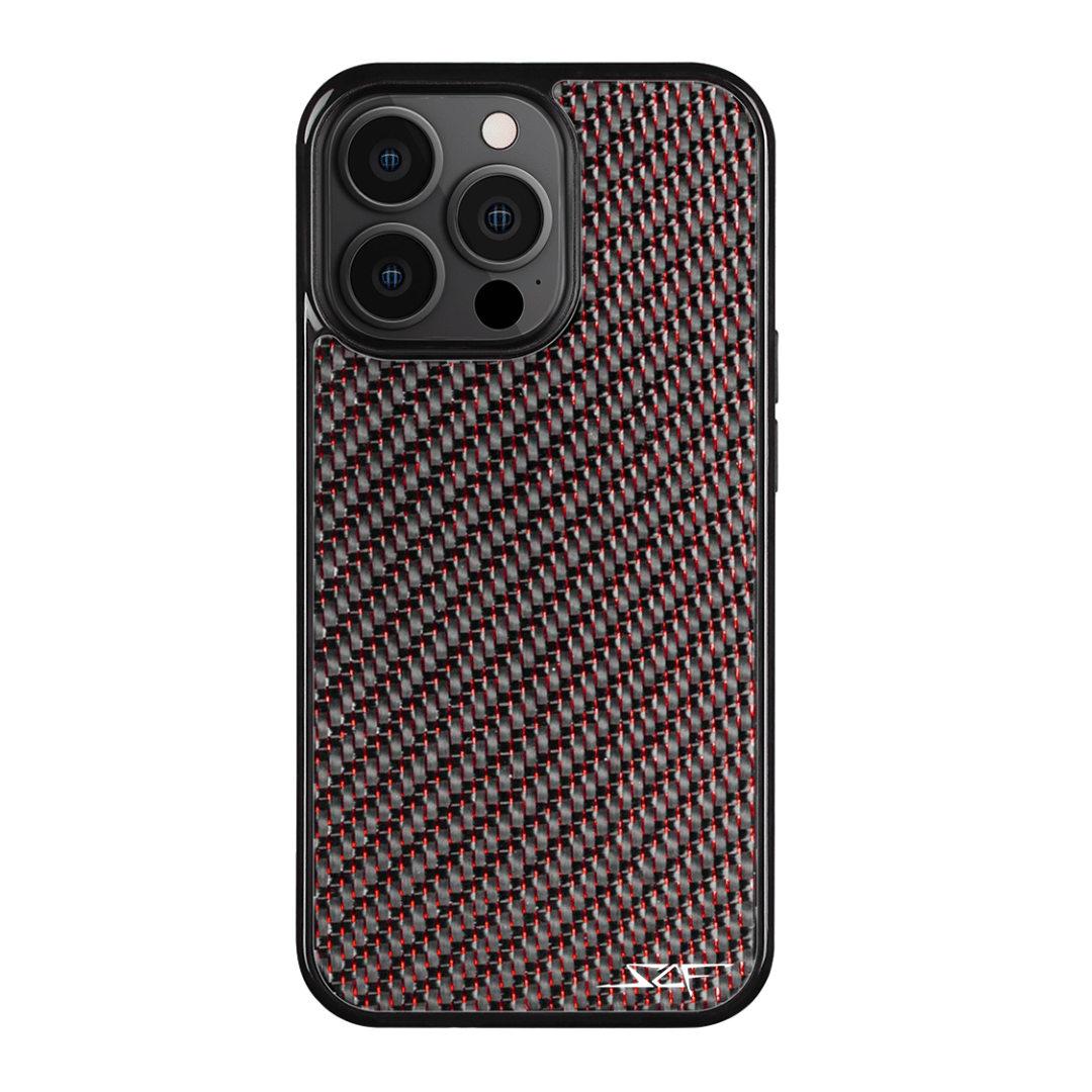 iPhone | Red Laced Real Carbon Fiber Phone Case | CLASSIC Series