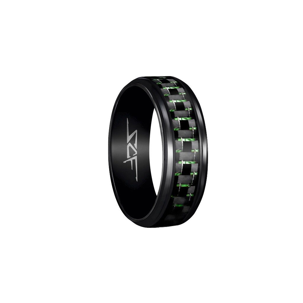 ●SLATE● Real Green Laced Carbon Fiber Ring (BLACK)